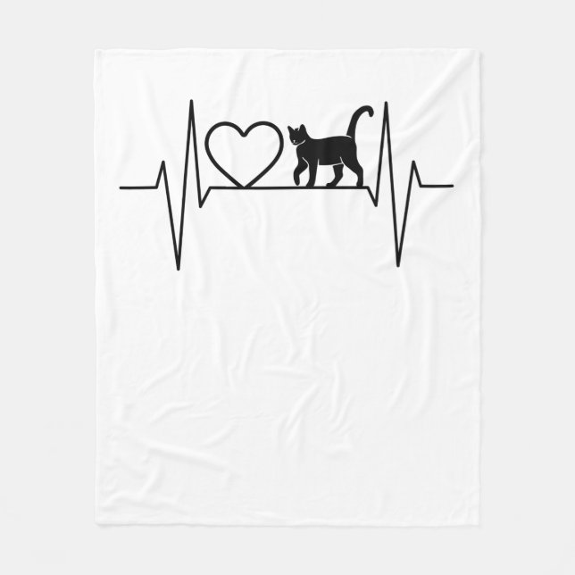 Cat Heartbeat Fleece Blanket (Front)