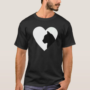 Cat Heartbeat Love Cats Women's Girls Black Cat L T-Shirt