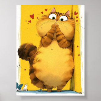 cat, hearts, emotion, cartoon, cute, fluffy, mouse poster