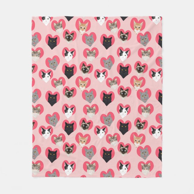 Cat Hearts - Love cats, love kitties, cat blanket (Front)