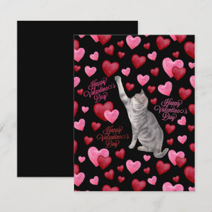 Cat Hearts Valentine’s Day Card in Black