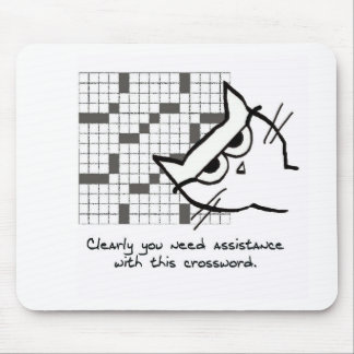 Cat Helps with the Crossword - Funny Cat Mousepad