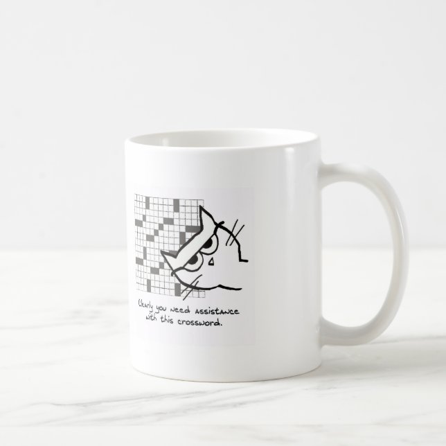 Cat Helps with the Crossword - Funny Cat Mug (Right)