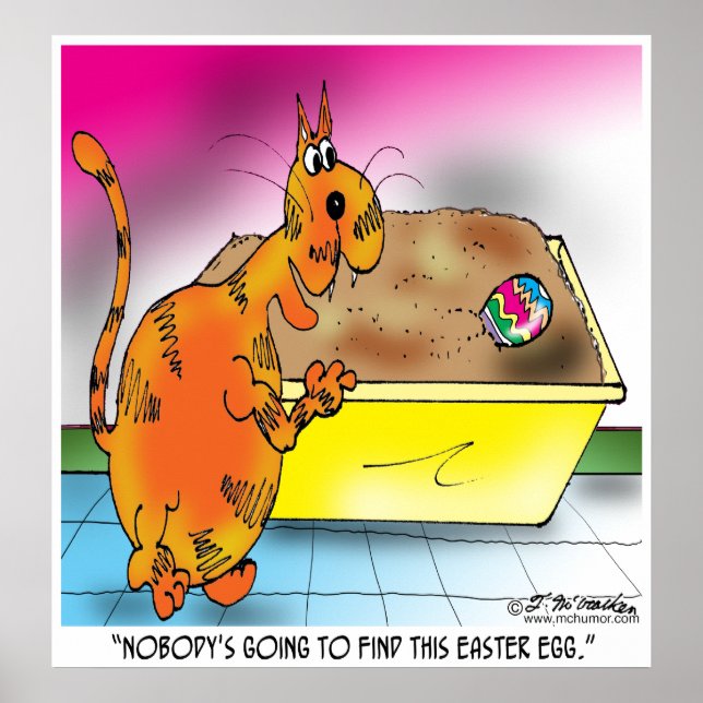 Cat Hides Easter Egg Poster (Front)