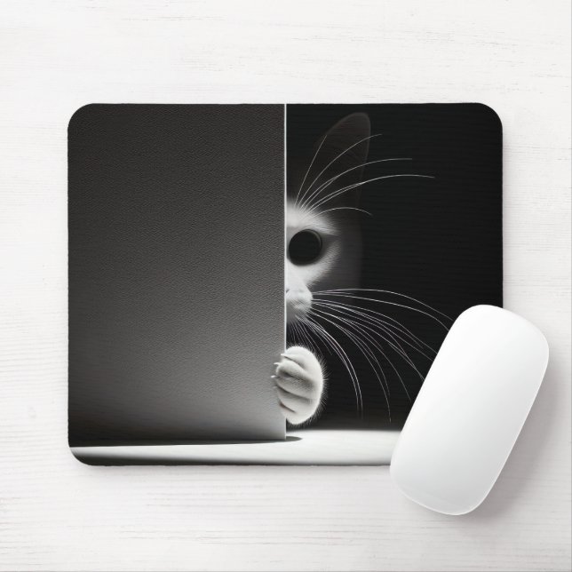 Cat Hiding In Shadows Mouse Pad (With Mouse)