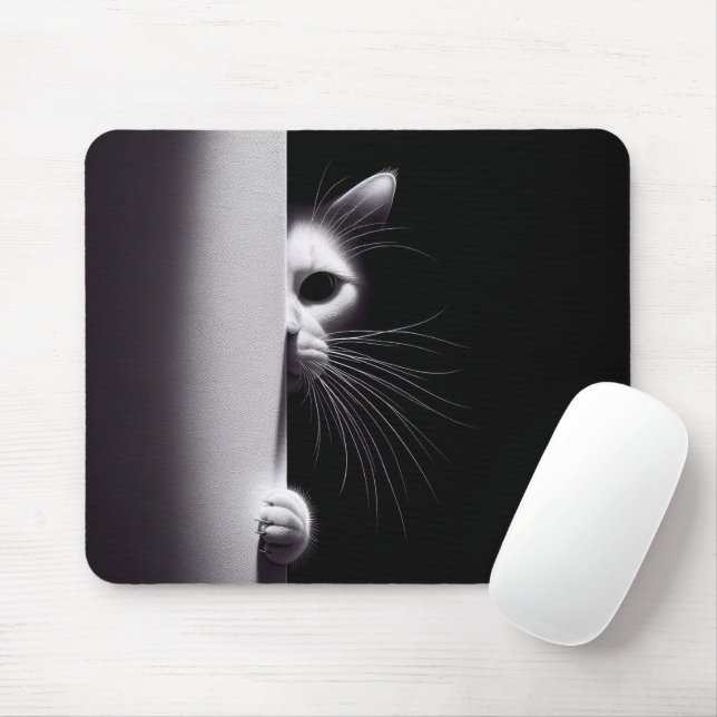 Cat Hiding In Shadows Mouse Pad (With Mouse)