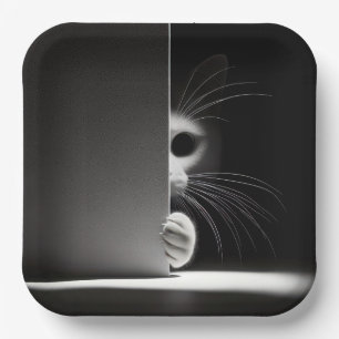 Cat Hiding In Shadows Paper Plate