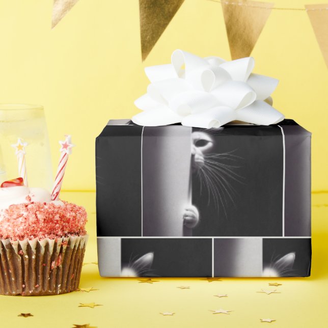 Cat Hiding In Shadows Wrapping Paper (Birthday Party)