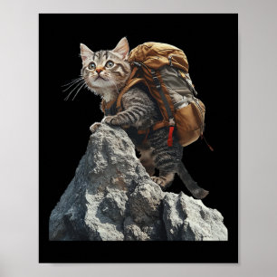 Cat Hiking Men Women Kids Poster