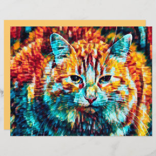 Cat Hippie Colourful Orange Groovy Art Decoupage