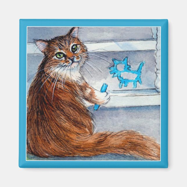 Cat hobo sign, kind lady lives here magnet (Front)