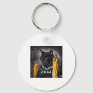 Cat Hockey Corn On The Cob Keychain