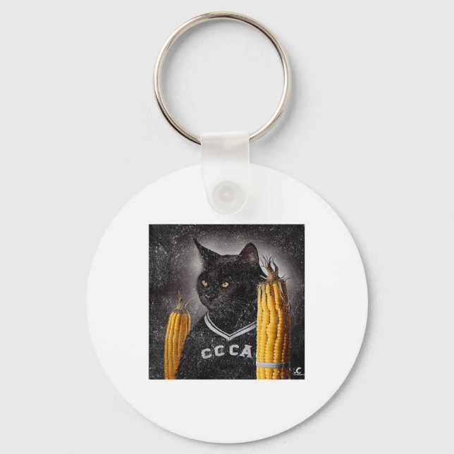 Cat Hockey Corn On The Cob  Keychain (Front)