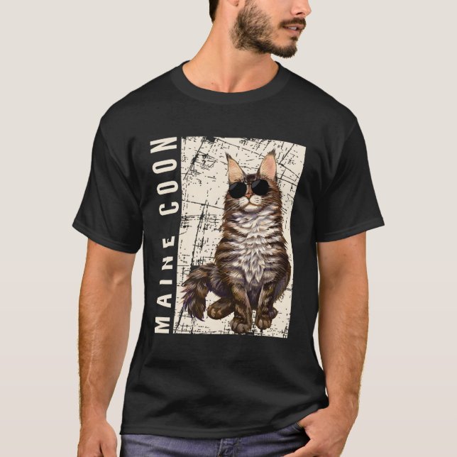 Cat Holders Maine Coon With Sun Glasses T-Shirt (Front)