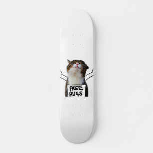 Cat Holding Free Hugs Sign Skateboard