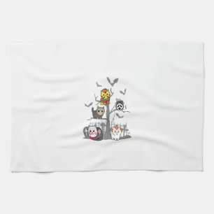 Cat Horror Movies Lazy Halloween Costume for Felin Kitchen Towel