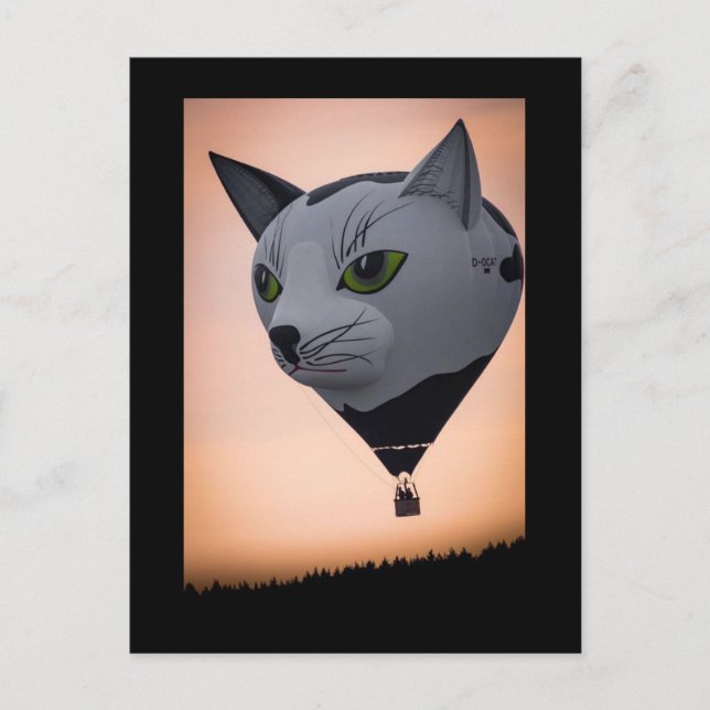 Cat Hot Air Balloon Postcard (Front)