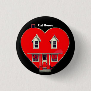 CAT HOUSE 1 INCH ROUND BUTTON
