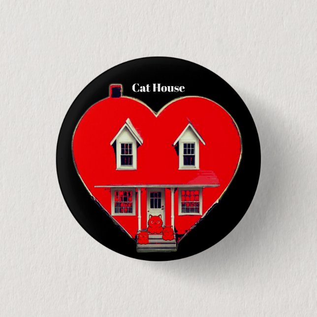 CAT HOUSE 1 INCH ROUND BUTTON (Front)
