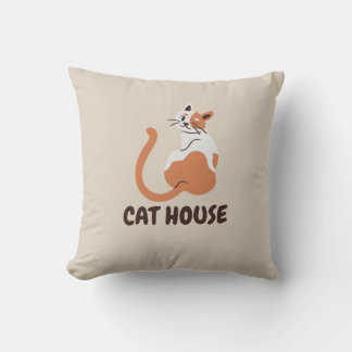 cat house pillowcase  throw pillow