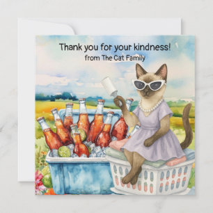 Cat HouseWife is on laundry basket Thank You Card