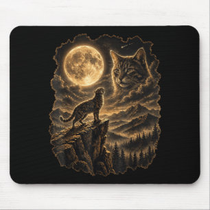 Cat Howling At The Moon Retro Wildlife Cat Lovers Mouse Pad