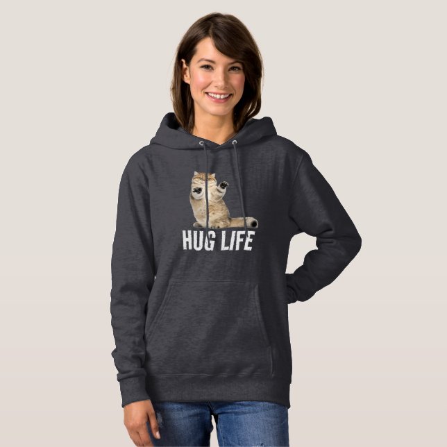 CAT HUG LIFE FUNNY SWEAT - SHIRT À CAPUCHE SWEAT - (Devant entier)