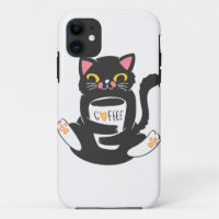 Cat hugging a coffee mug - Choose background colo
