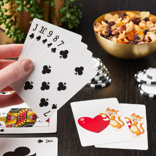 Cat Hugging Heart Adorable Love Kitty Playing Cards