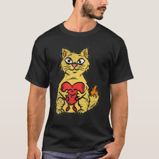 Cat Hugging Heart Valentines Day Cute Kitten Kitty T-Shirt