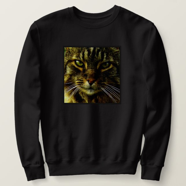 Cat Hypnotizing Look Photo Sweatshirt (Design Front)