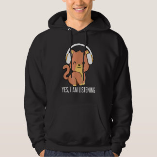 Cat I Am Listening Headphones Hoodie