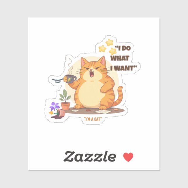 Cat "I Do What I Want" Kiss-Cut Vinyl Sticker (Sheet)
