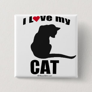 CAT - "I LOVE MY CAT" 2 INCH SQUARE BUTTON