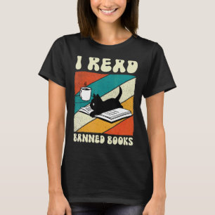Cat I Read Banned Books Bookworms Reading Book T-Shirt