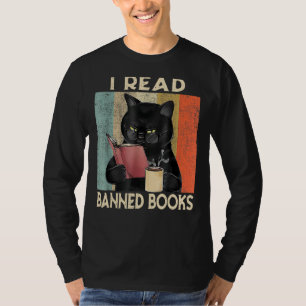 Cat I Read Banned Books Bookworms Reading Book T-Shirt