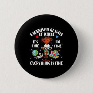 Cat I Survived 67 Days Of School Teachers Students 2 Inch Round Button