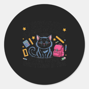 Cat I Survived 67 Days Of School Teachers Students Classic Round Sticker