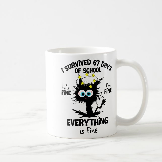 Cat I Survived 67 Days Of School Teachers Students Coffee Mug (Right)