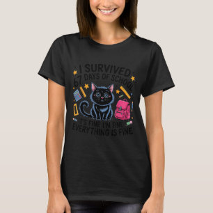 Cat I Survived 67 Days Of School Teachers Students T-Shirt