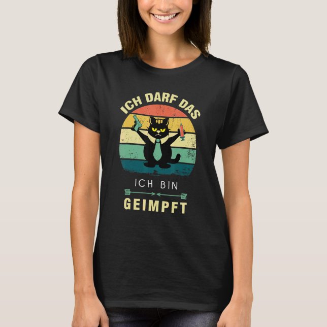Cat Ich Bin Geimpft Pro Vaccination Holiday Retro T-Shirt (Front)