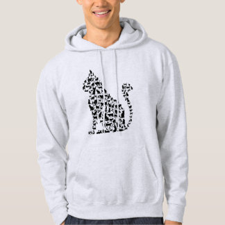 Cat Icons Illustration Black and White Design Hoodie