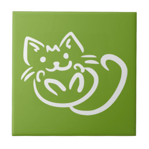 Cat Illustration custom colour ceramic tiles
