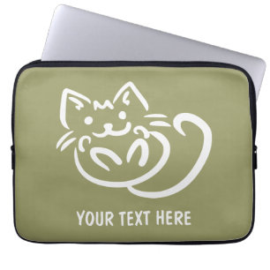 Cat Illustration custom colour laptop sleeves