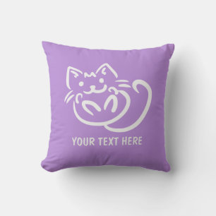 Cat Illustration custom colour throw pillow