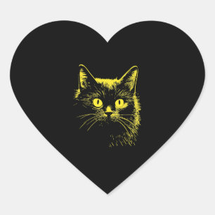 Cat Illustration Heart Sticker