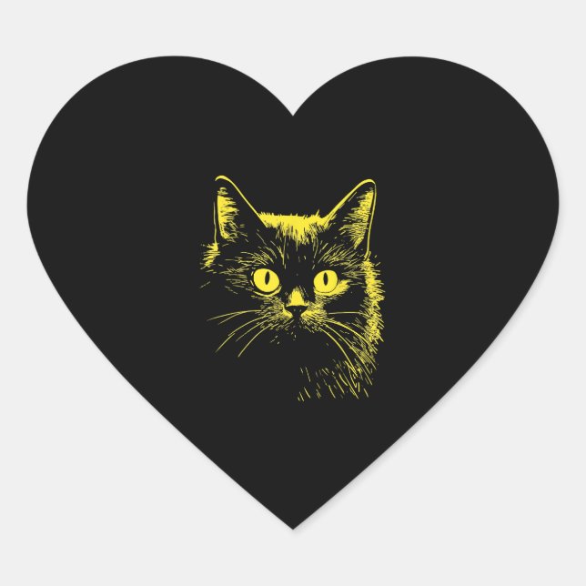 Cat Illustration Heart Sticker (Front)