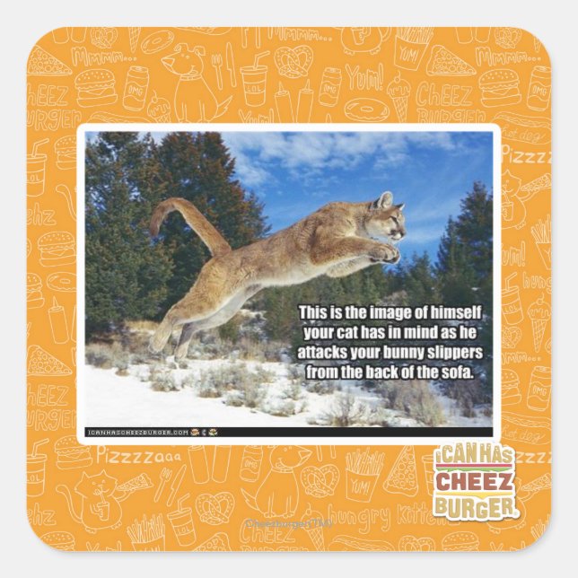 Cat image square sticker (Front)