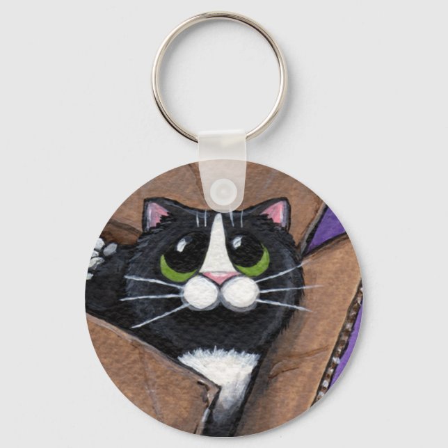 Cat in a Box Keychain (Front)