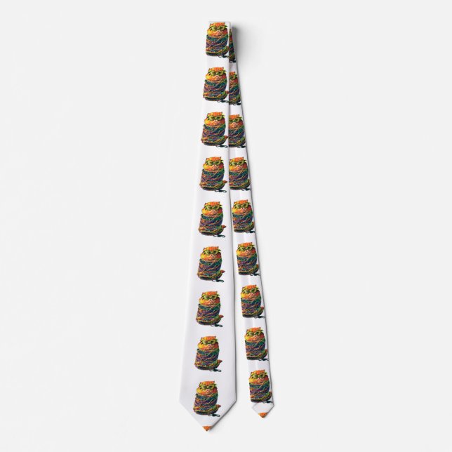 Cat in a carnival costume tie (Front)